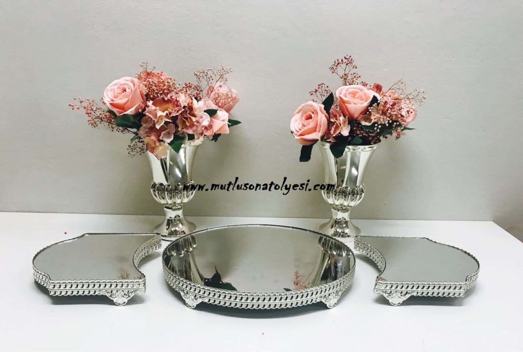 gümüş jardinyer vazo, nişan masası, söz masası